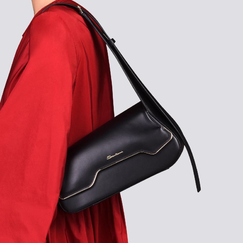Santoni Borsa ThePluto in pelle nera In Linea