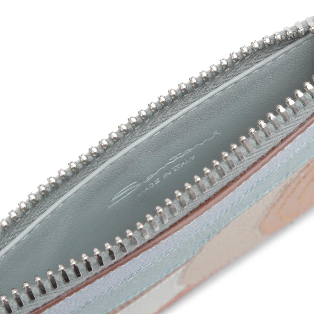 Santoni Porta monete in Saffiano azzurro Soddisfazione Garantita