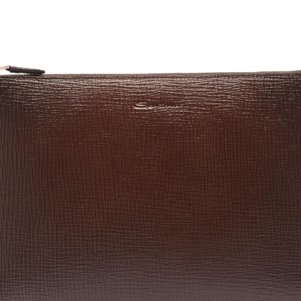 Santoni Pouch in pelle stampata testa di moro Promozione Limitata
