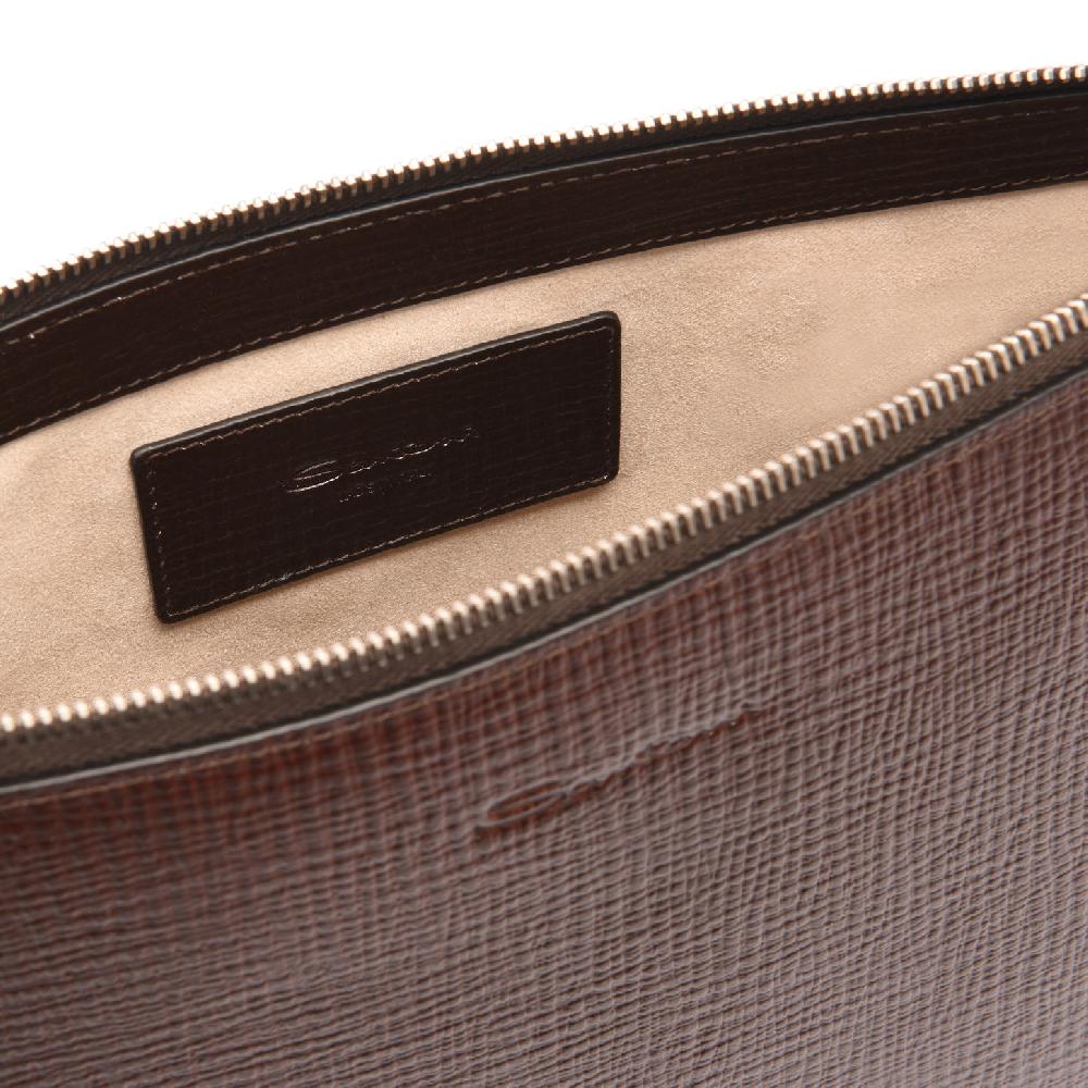 Santoni Pouch in pelle stampata testa di moro Promozione Limitata
