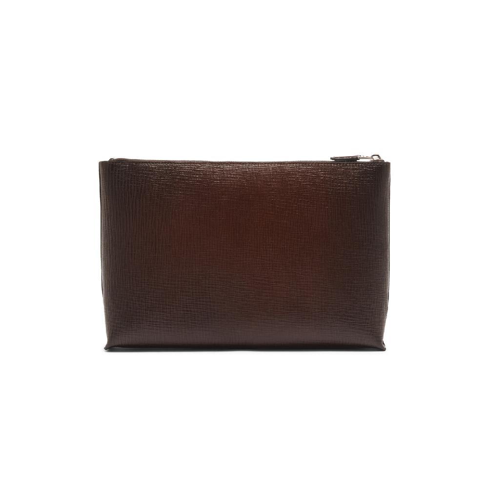 Santoni Pouch in pelle stampata testa di moro Promozione Limitata