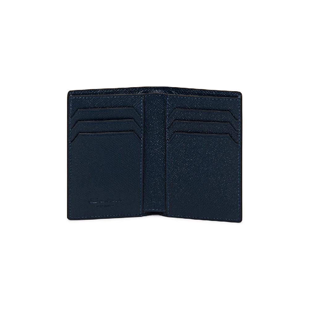 Santoni Portafoglio verticale in saffiano blu Fino Al -60%