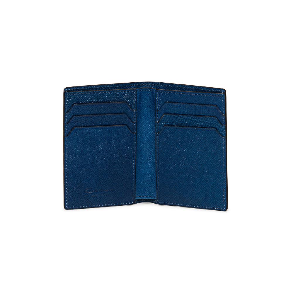 Santoni Portafoglio verticale in saffiano blu Shopping Online