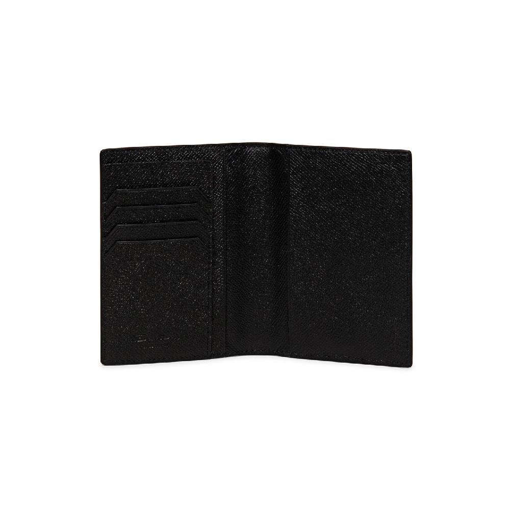 Santoni Custodia per passaporto in saffiano nero Sottocosto