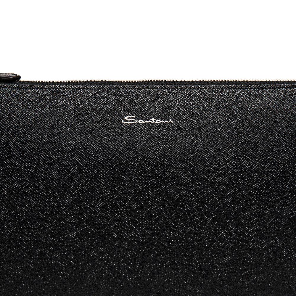 Santoni Pouch in saffiano nero Novità