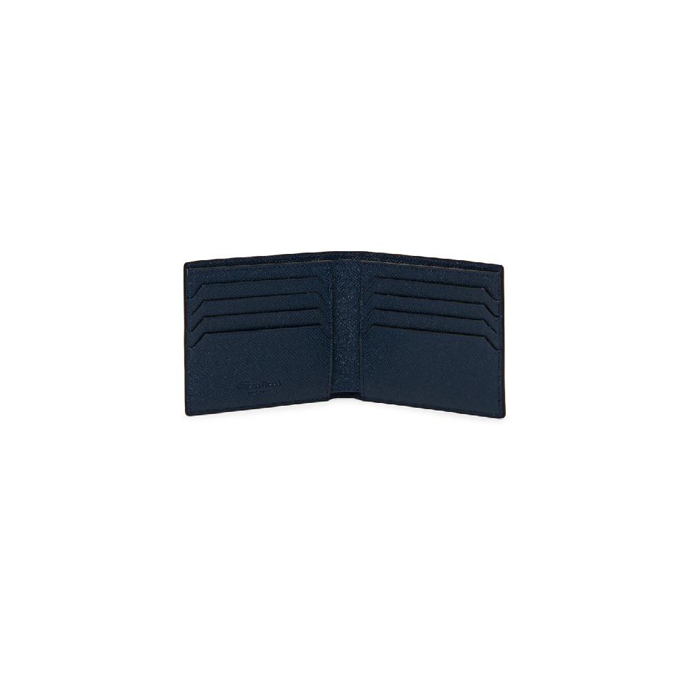 Santoni Portafoglio in saffiano blu Presa