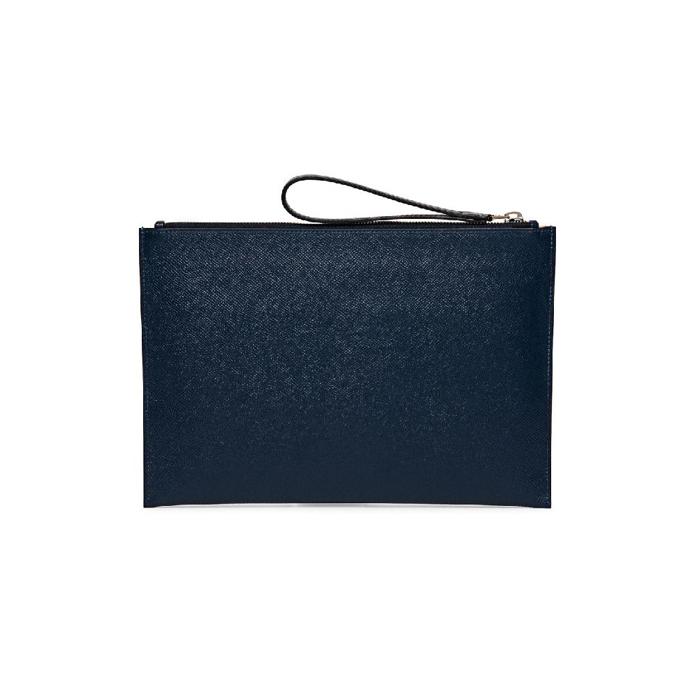Santoni Pouch in saffiano blu Sconto