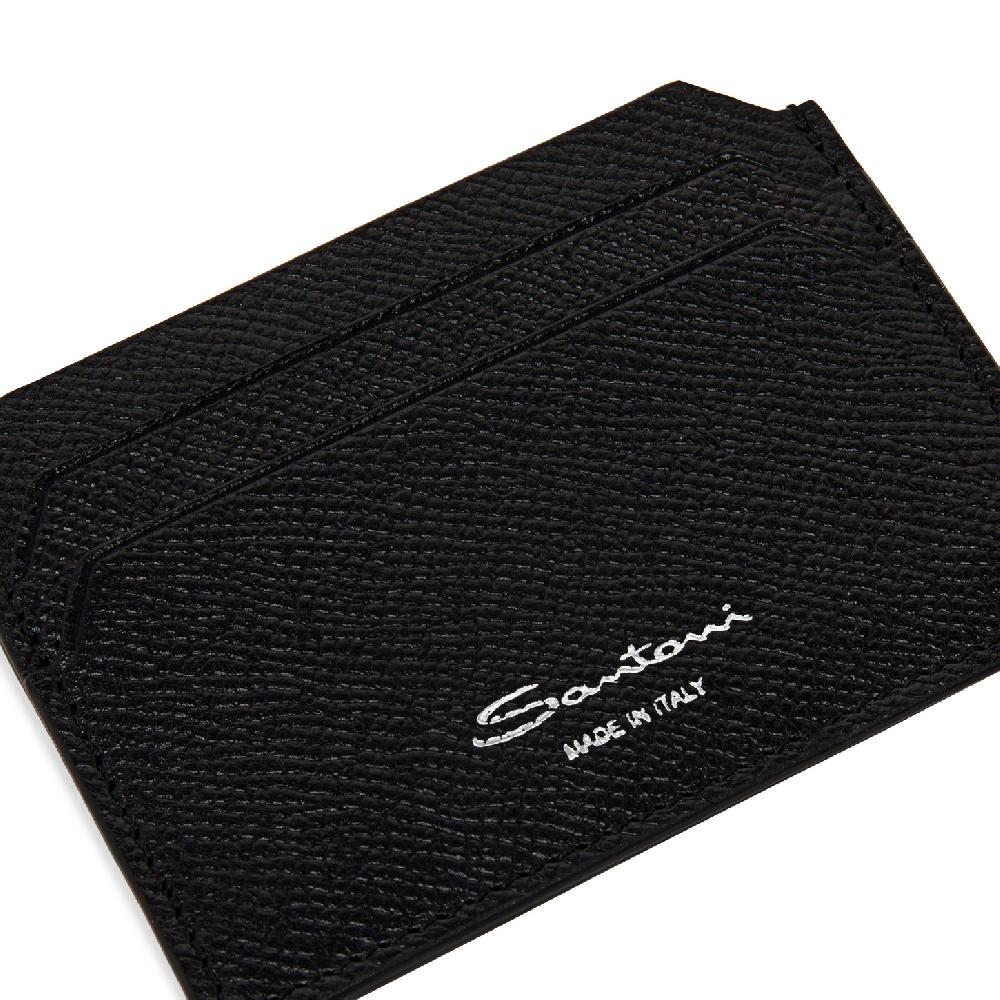Santoni Porta carte di credito in saffiano nero Offerta