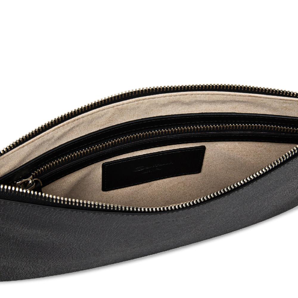 Santoni Pouch in saffiano grigio Economico