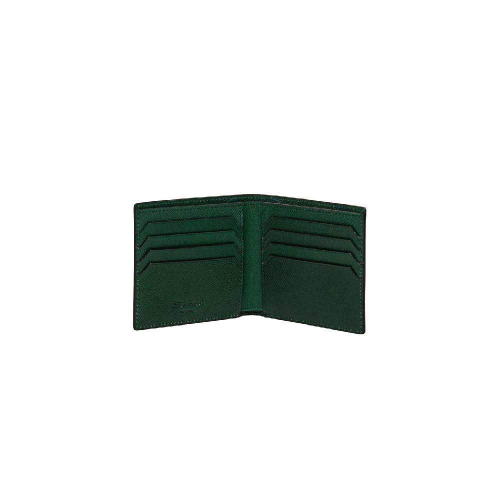 Santoni Portafoglio in saffiano verde Saldi