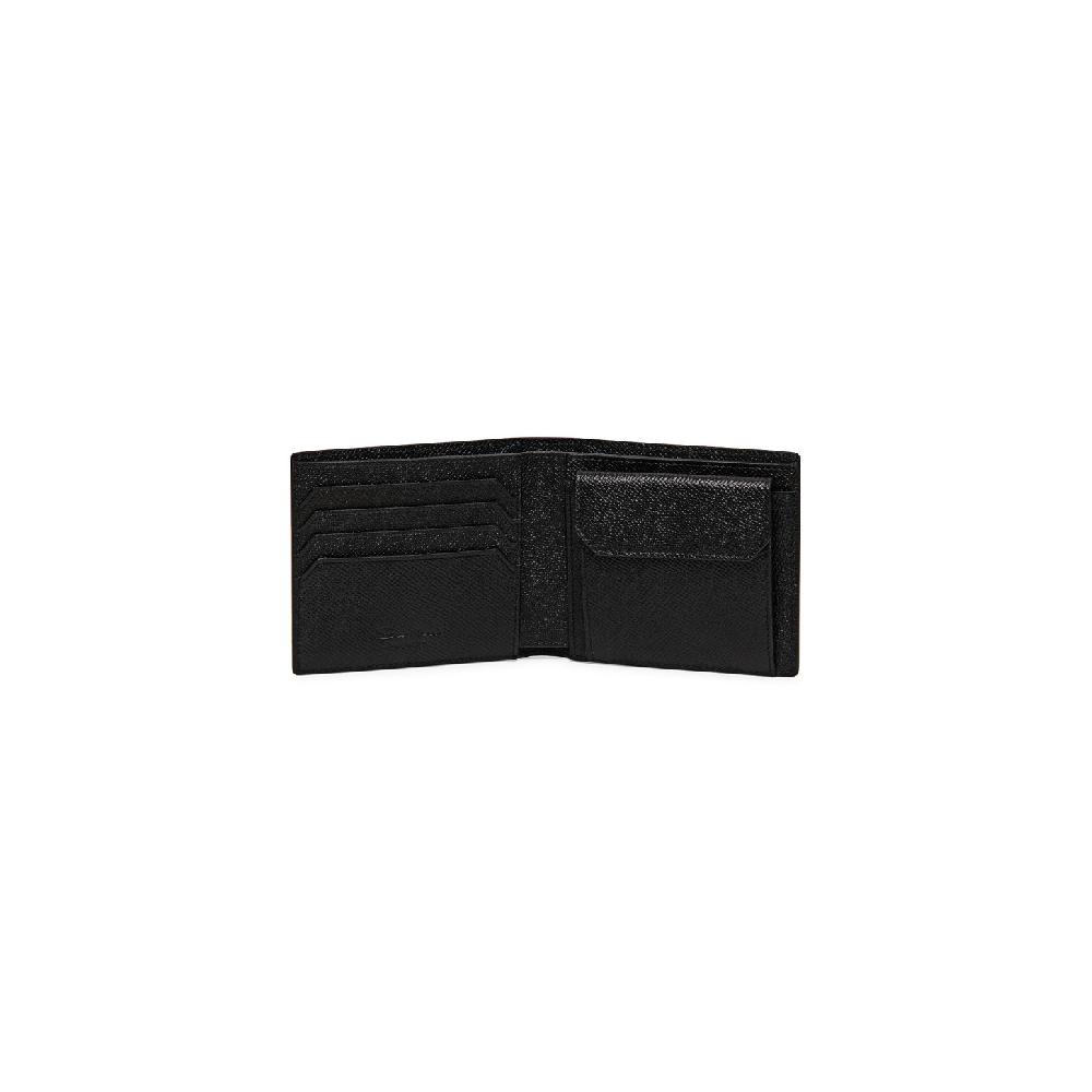 Santoni Portafoglio con porta monete in saffiano nero Vendita Calda