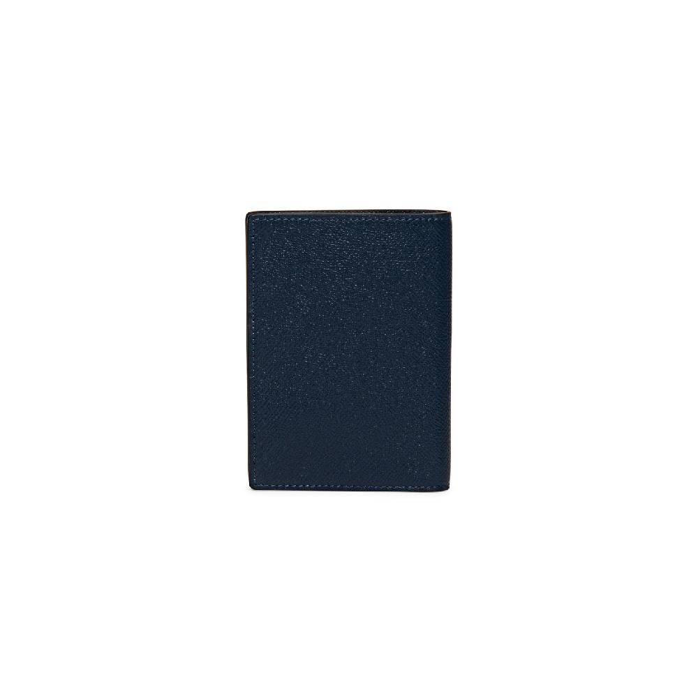 Santoni Custodia per passaporto in saffiano blu Saldi Di Fabbrica