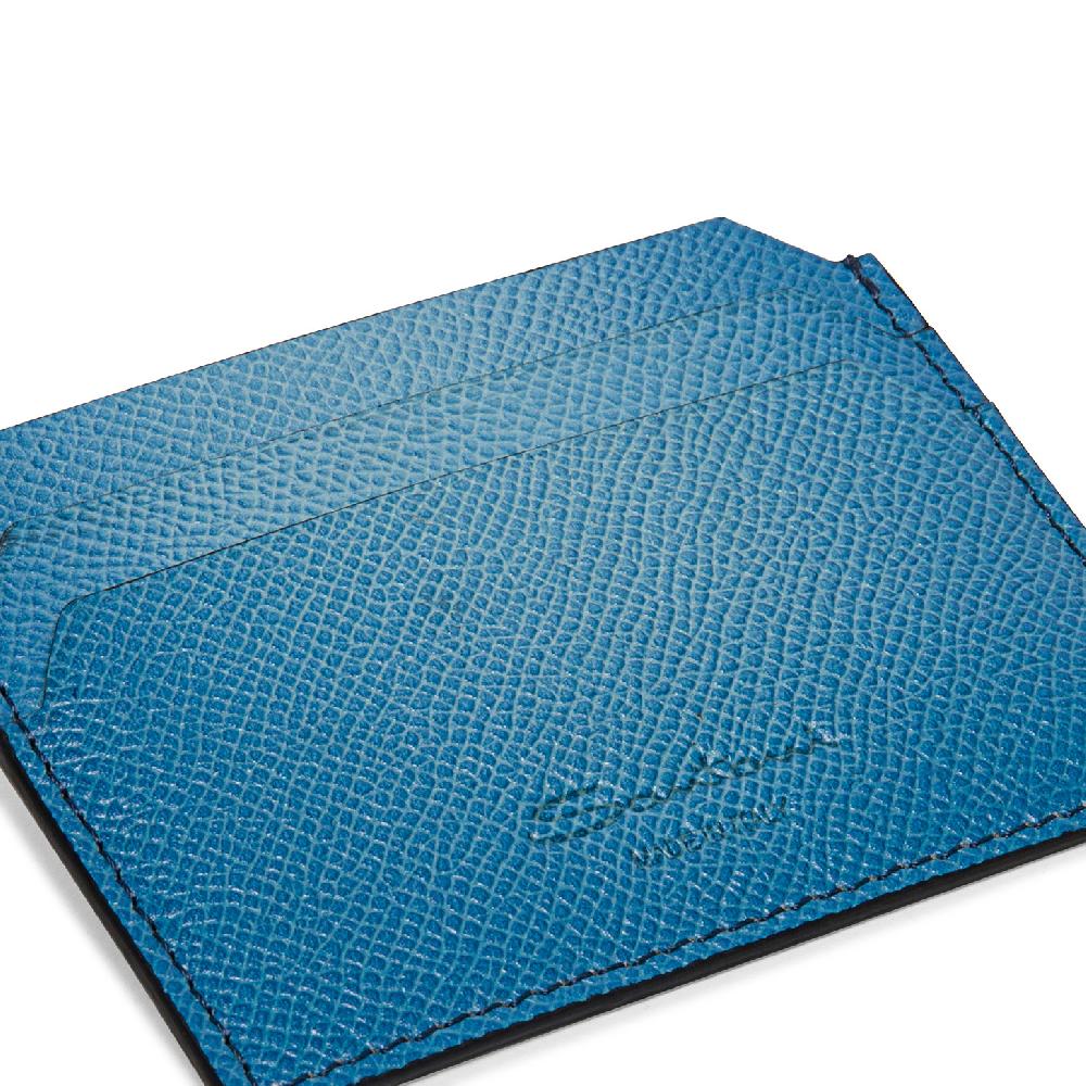 Santoni Porta carte di credito in saffiano azzurro Vendite Flash