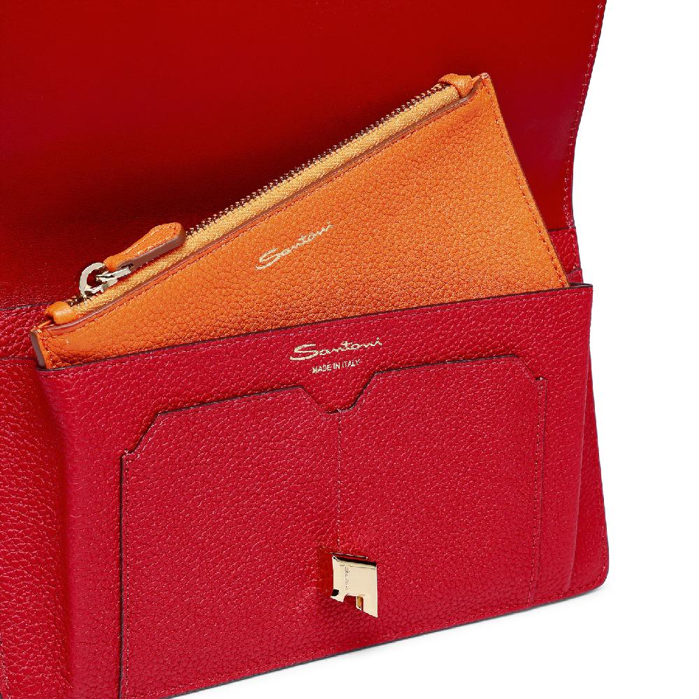 Santoni Porta documenti in pelle rossa Moda