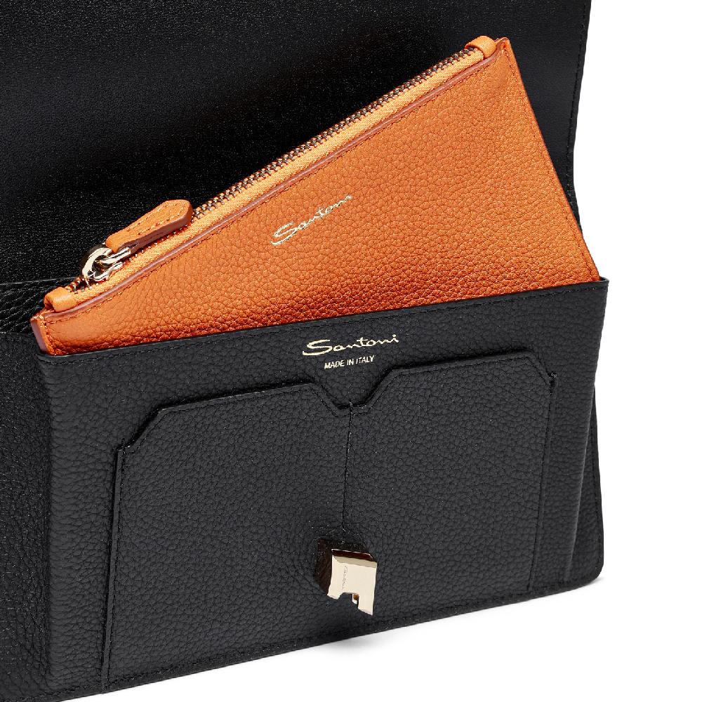 Santoni Porta documenti in pelle nera 2025