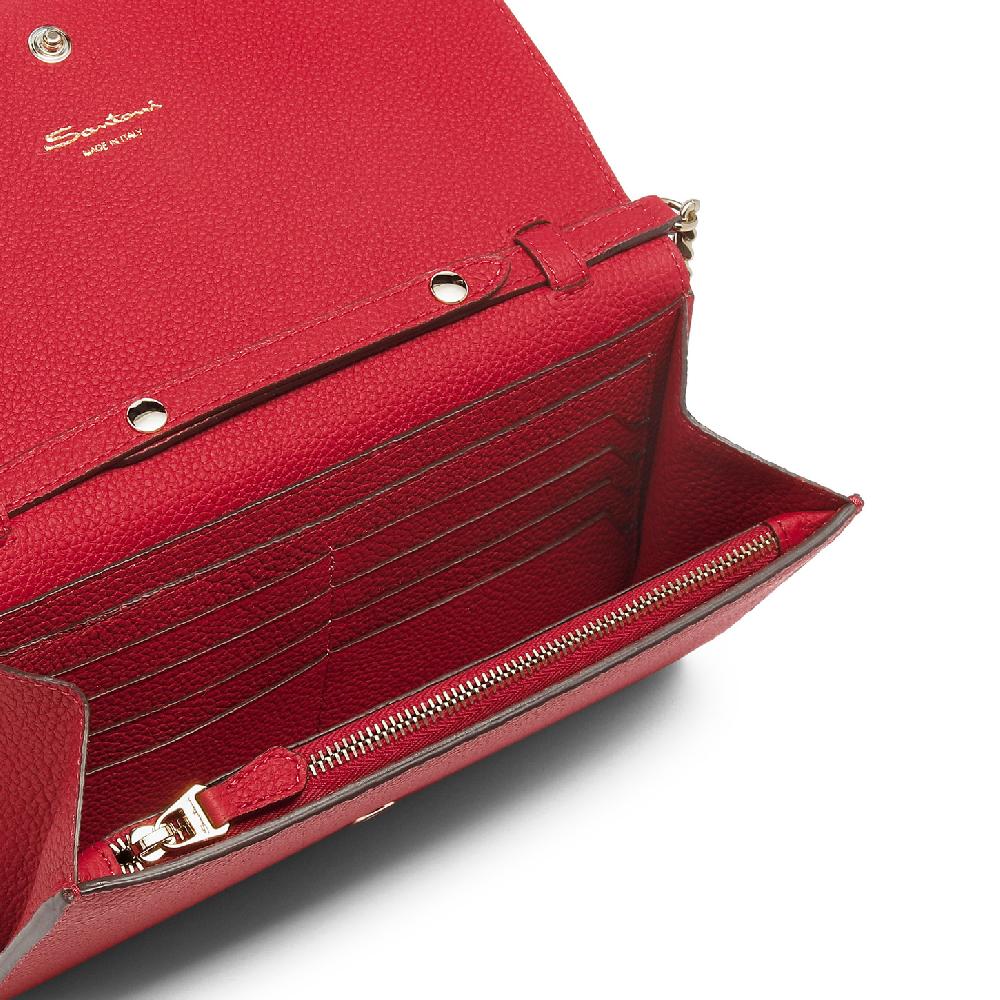 Santoni Borsa a tracolla in pelle rossa Italy