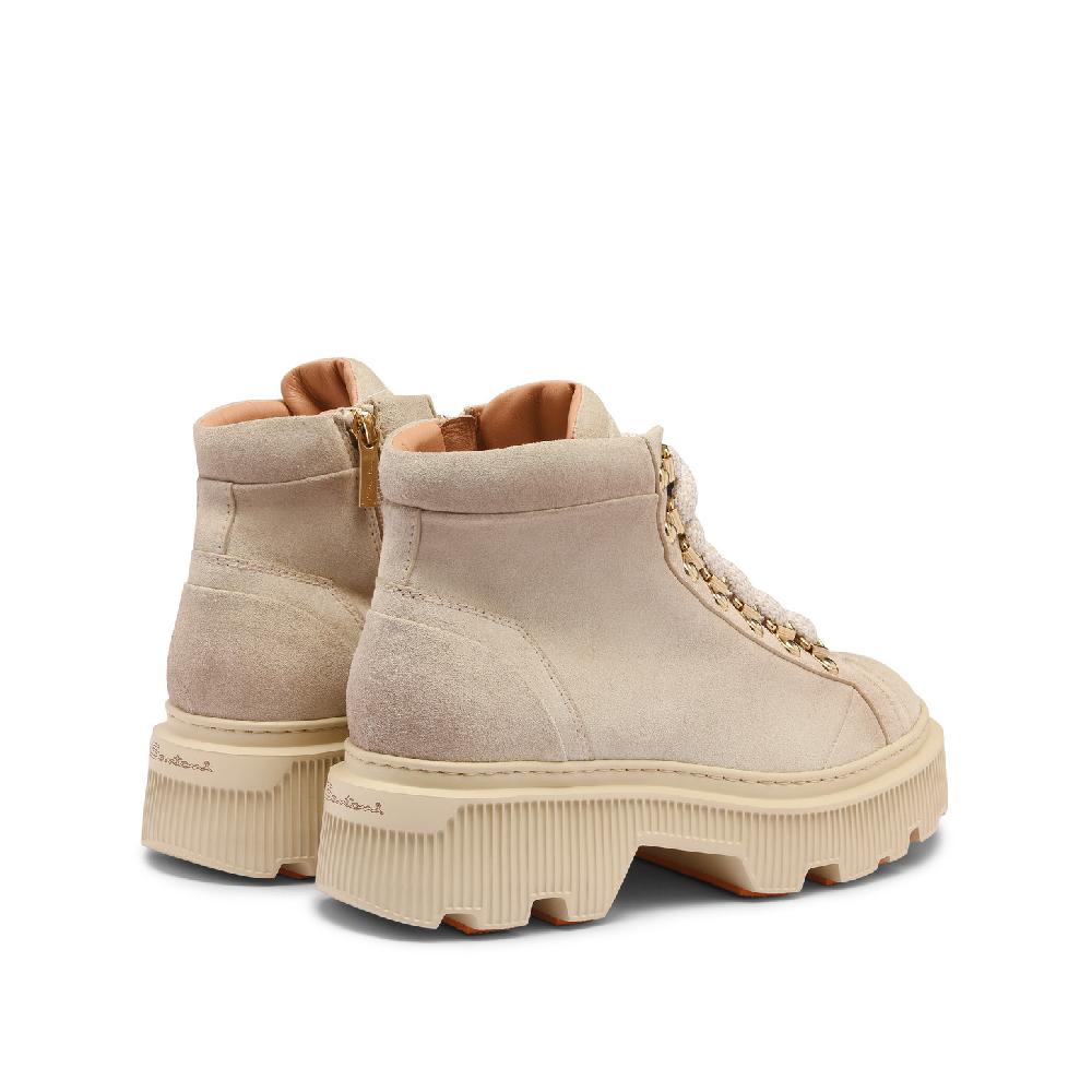 Santoni Scarponcino da montagna da donna in suede beige Italia