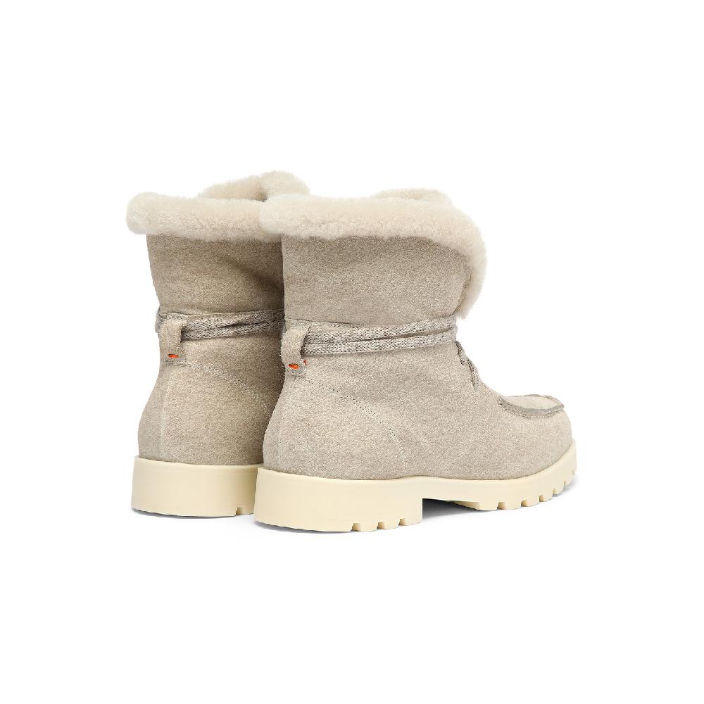 Santoni Stivaletto con pelliccia da donna in suede beige In Linea