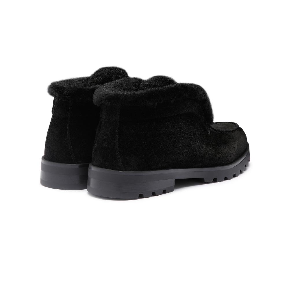 Santoni Stivaletto desert con pelliccia da donna in suede nero Vendita