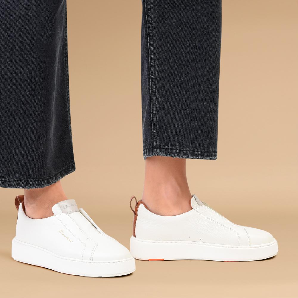 Santoni Sneaker slip-on da donna in pelle bottalata bianca Qualità Garantita