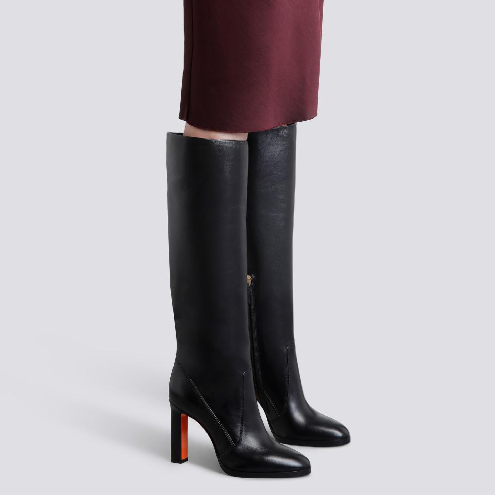 Santoni Stivale tacco alto da donna in pelle nera Negozi Online