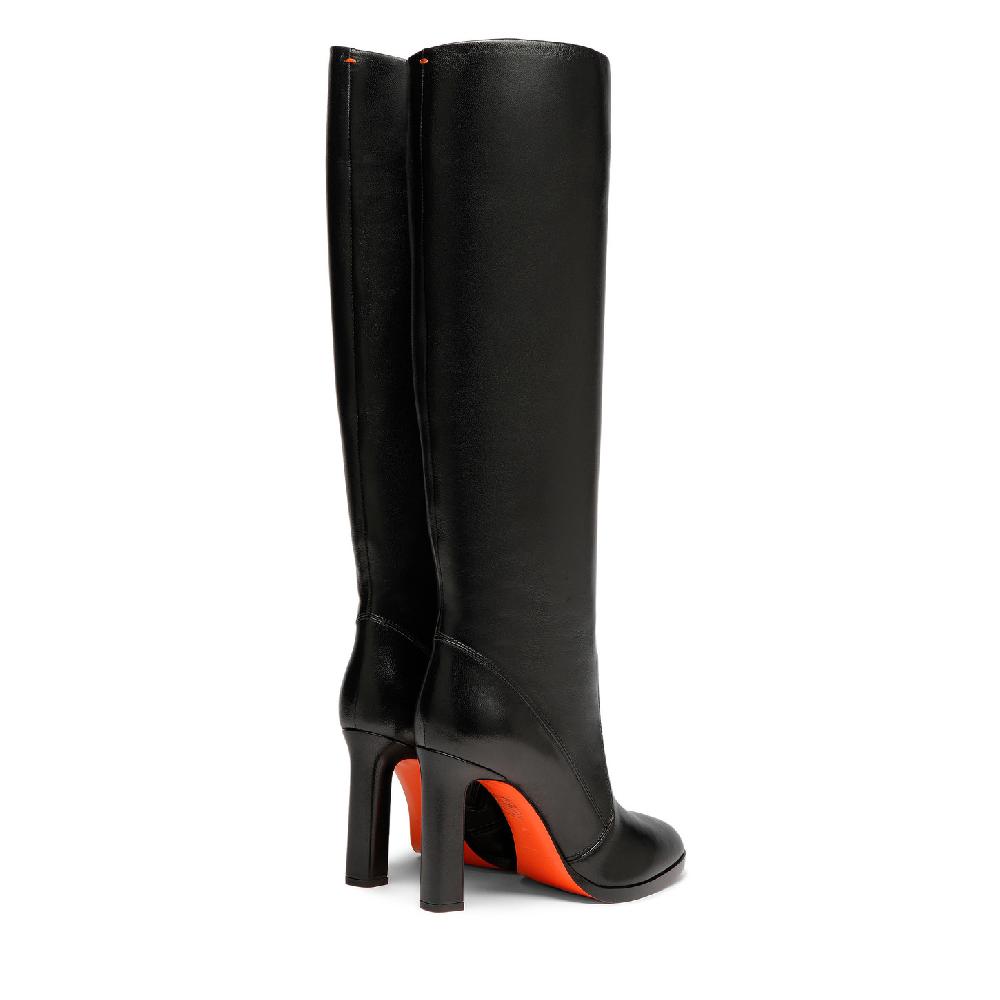 Santoni Stivale tacco alto da donna in pelle nera Negozi Online