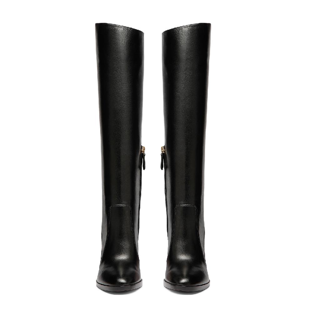 Santoni Stivale tacco alto da donna in pelle nera Negozi Online