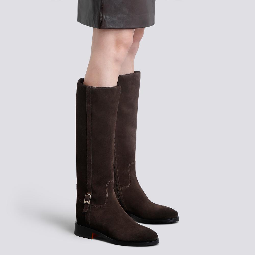 Santoni Stivale da donna in suede testa di moro Consegna Veloce