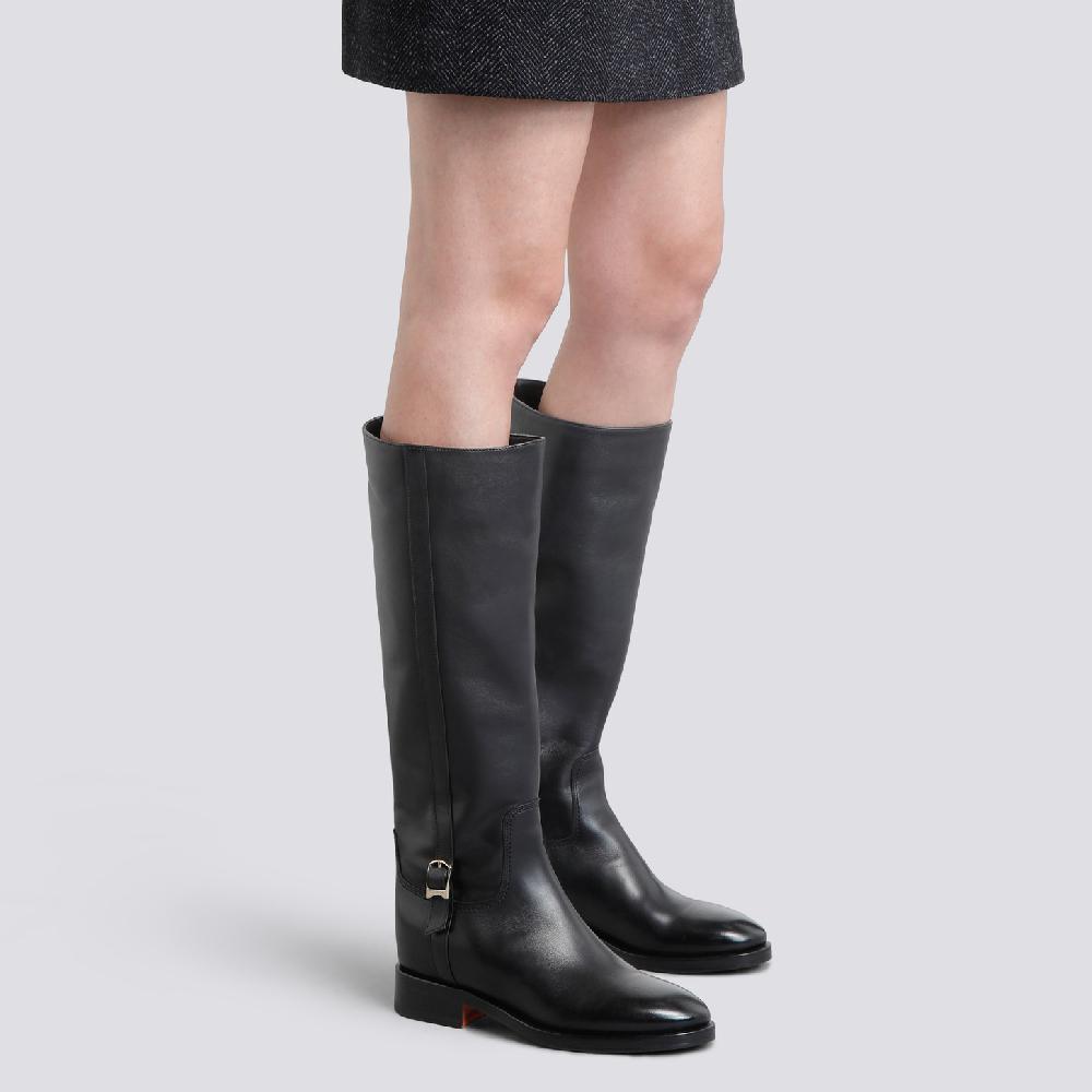 Santoni Stivale da donna in pelle nera Promozione Limitata
