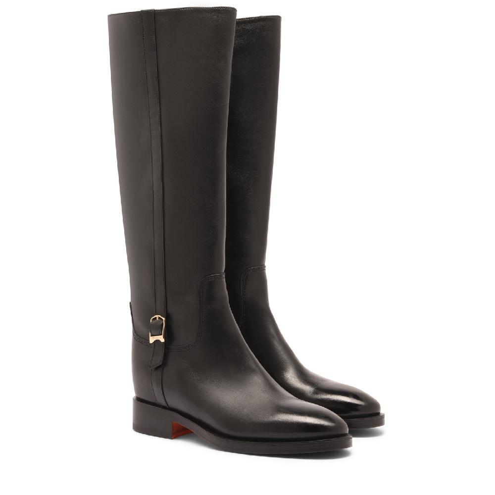 Santoni Stivale da donna in pelle nera Promozione Limitata