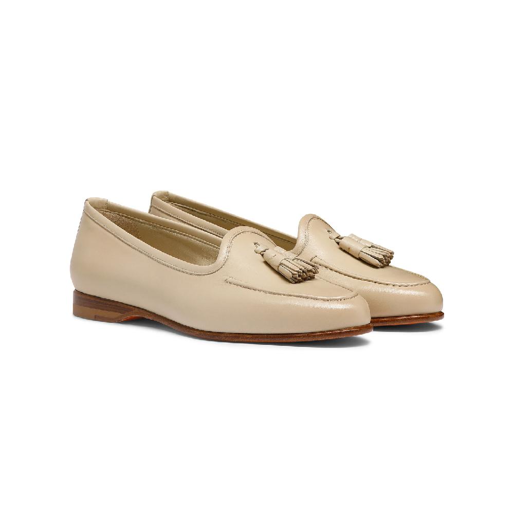 Santoni Mocassino Andrea con nappe da donna in pelle beige Presa