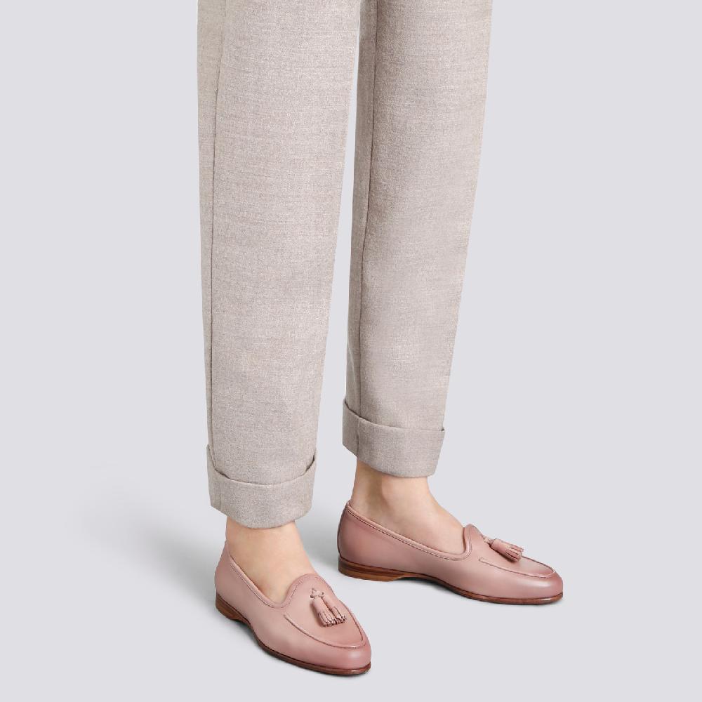 Santoni Mocassino Andrea con nappe da donna in pelle rosa Sconto