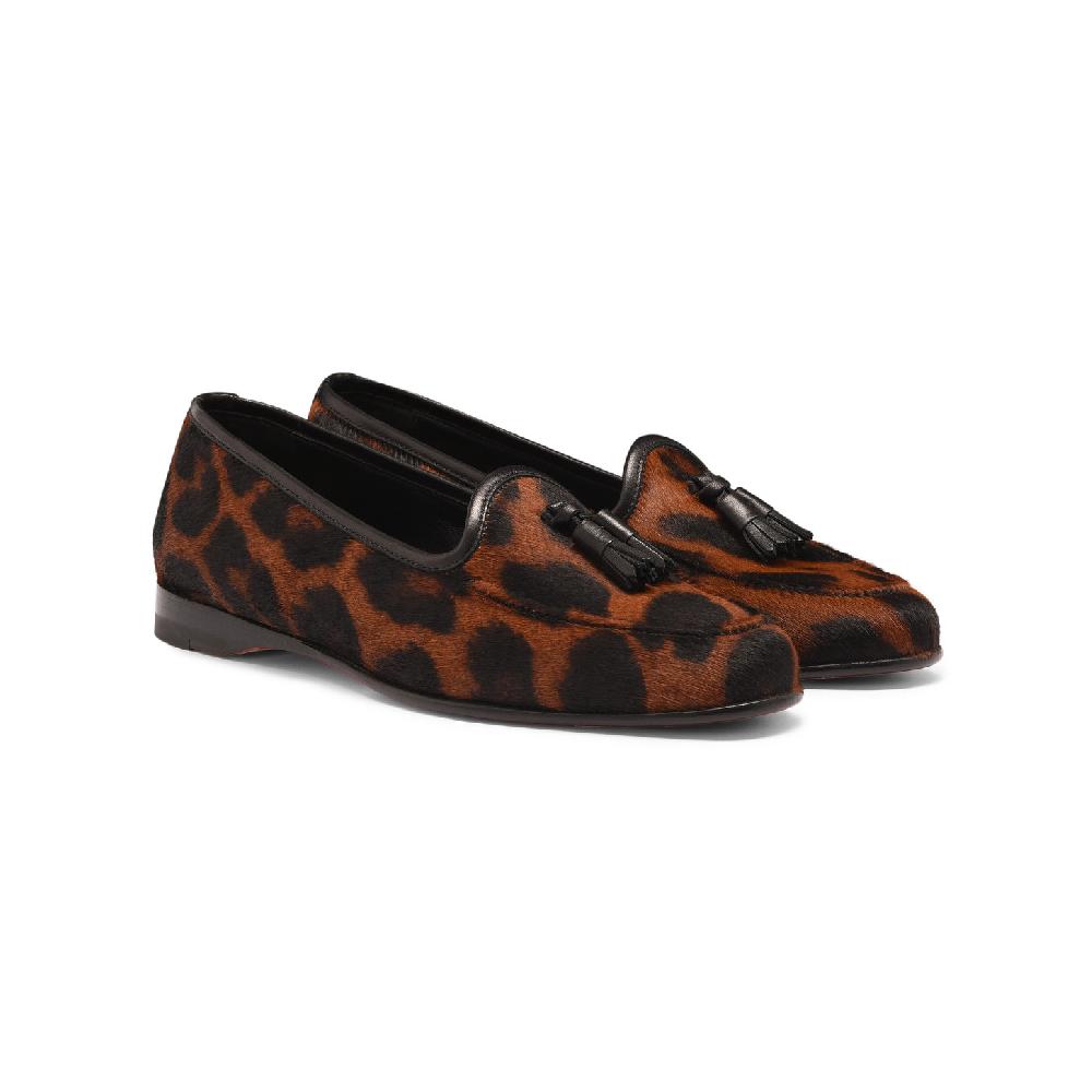 Santoni Mocassino Andrea con nappe da donna in cavallino animalier Economico