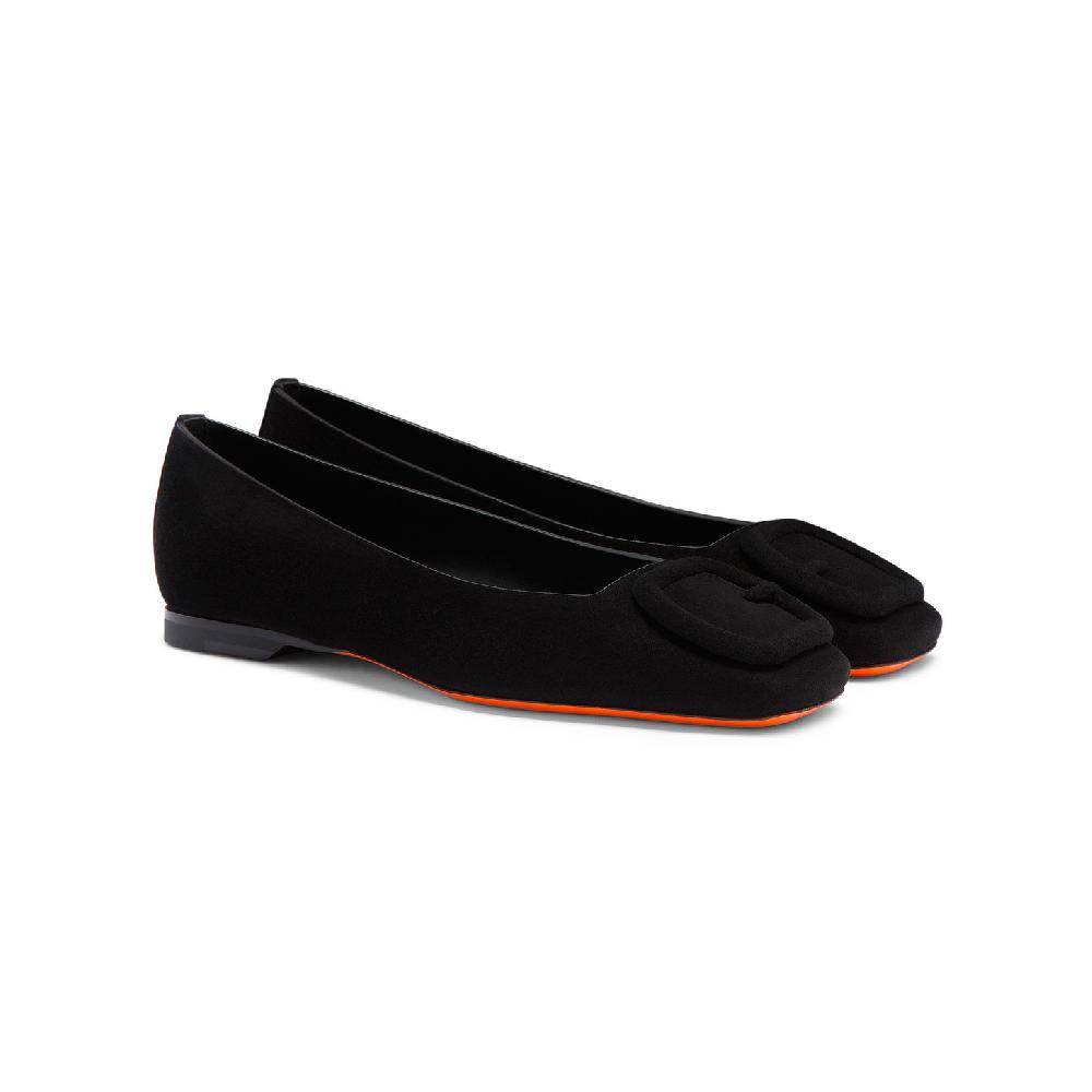 Santoni Ballerina da donna in suede nero Online