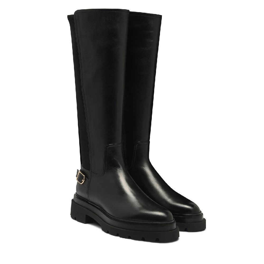 Santoni Stivale da donna in pelle nera Saldi Di Fabbrica