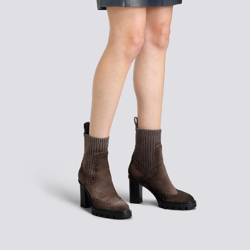 Santoni Stivaletto tacco alto da donna in suede testa di moro Vendite Flash