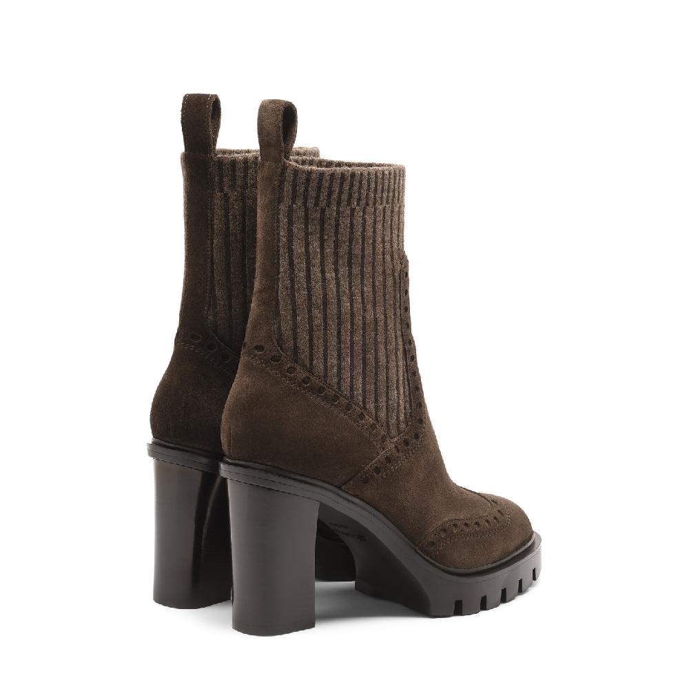 Santoni Stivaletto tacco alto da donna in suede testa di moro Vendite Flash