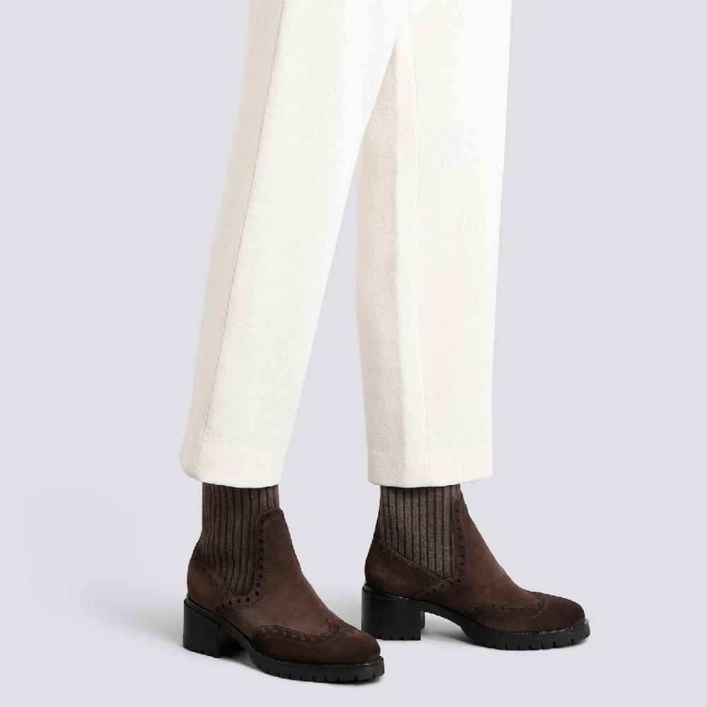 Santoni Stivaletto tacco basso da donna in suede testa di moro Negozio
