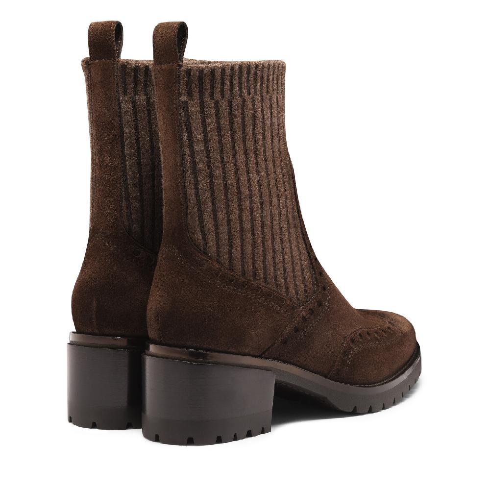 Santoni Stivaletto tacco basso da donna in suede testa di moro Negozio