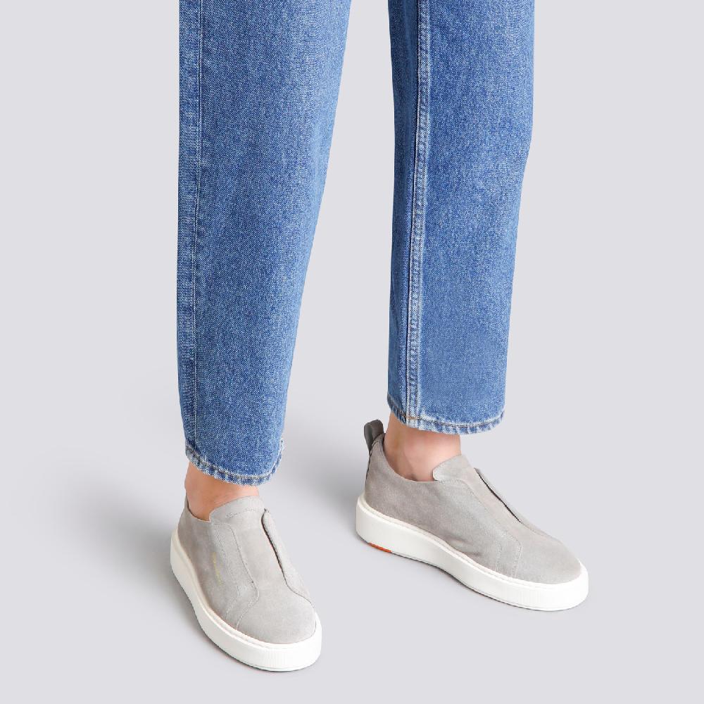 Santoni Sneaker slip-on da donna in suede grigio 2025