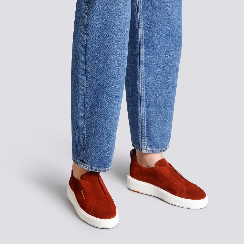 Santoni Sneaker slip-on da donna in suede bordeaux Italia