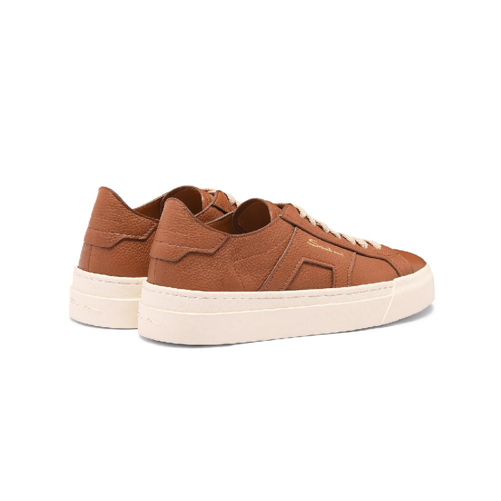 Santoni Double Buckle Sneaker da donna in pelle bottalata marrone In Linea