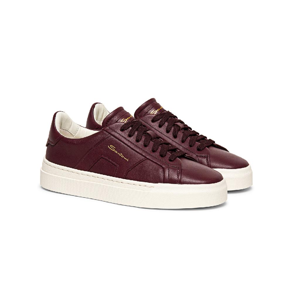 Santoni Double buckle sneaker da donna in pelle bordeaux Qualità