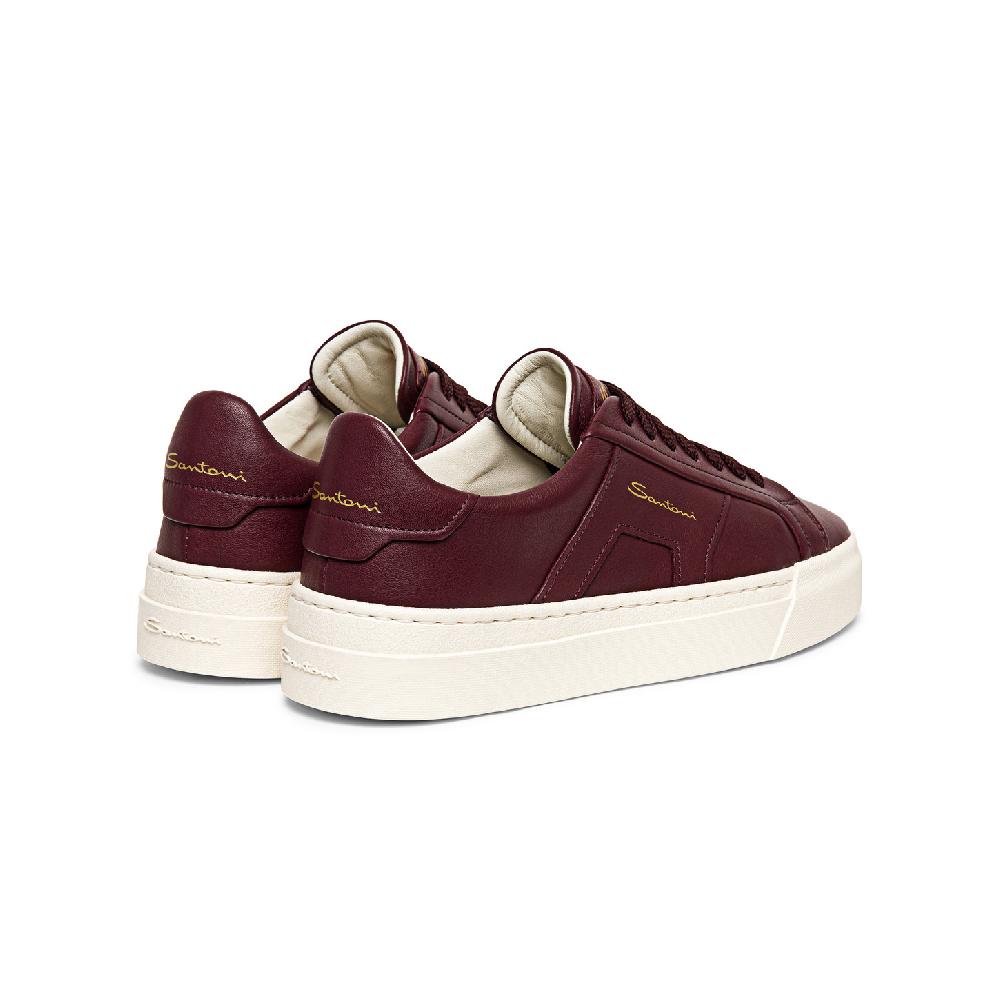 Santoni Double buckle sneaker da donna in pelle bordeaux Qualità
