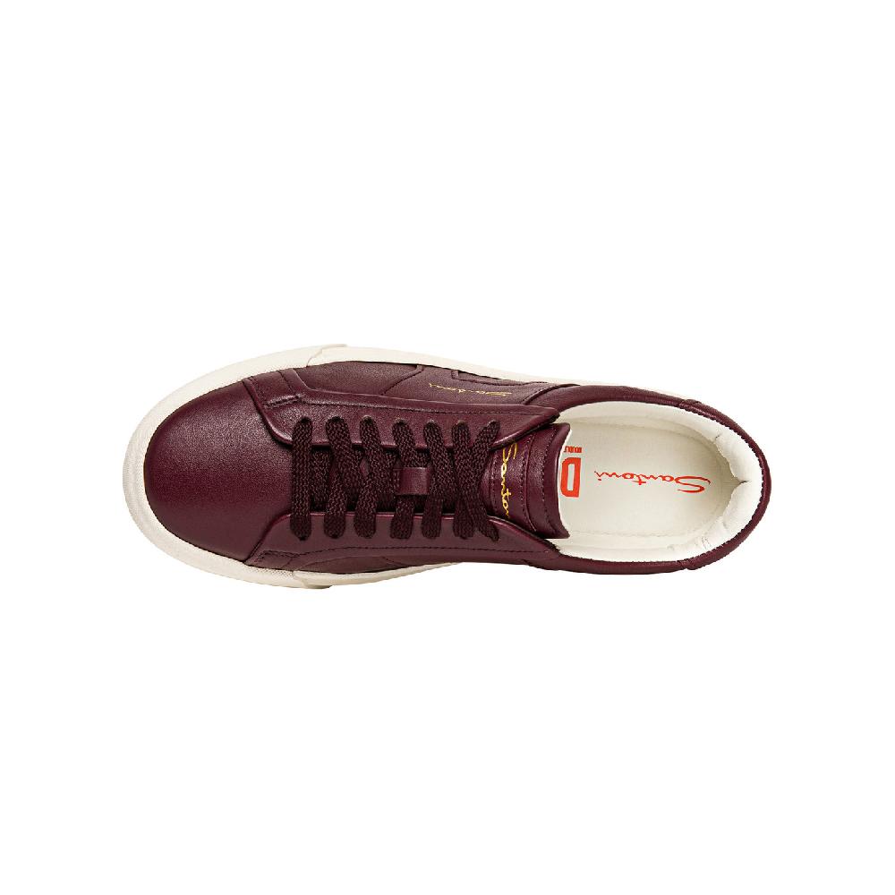 Santoni Double buckle sneaker da donna in pelle bordeaux Qualità