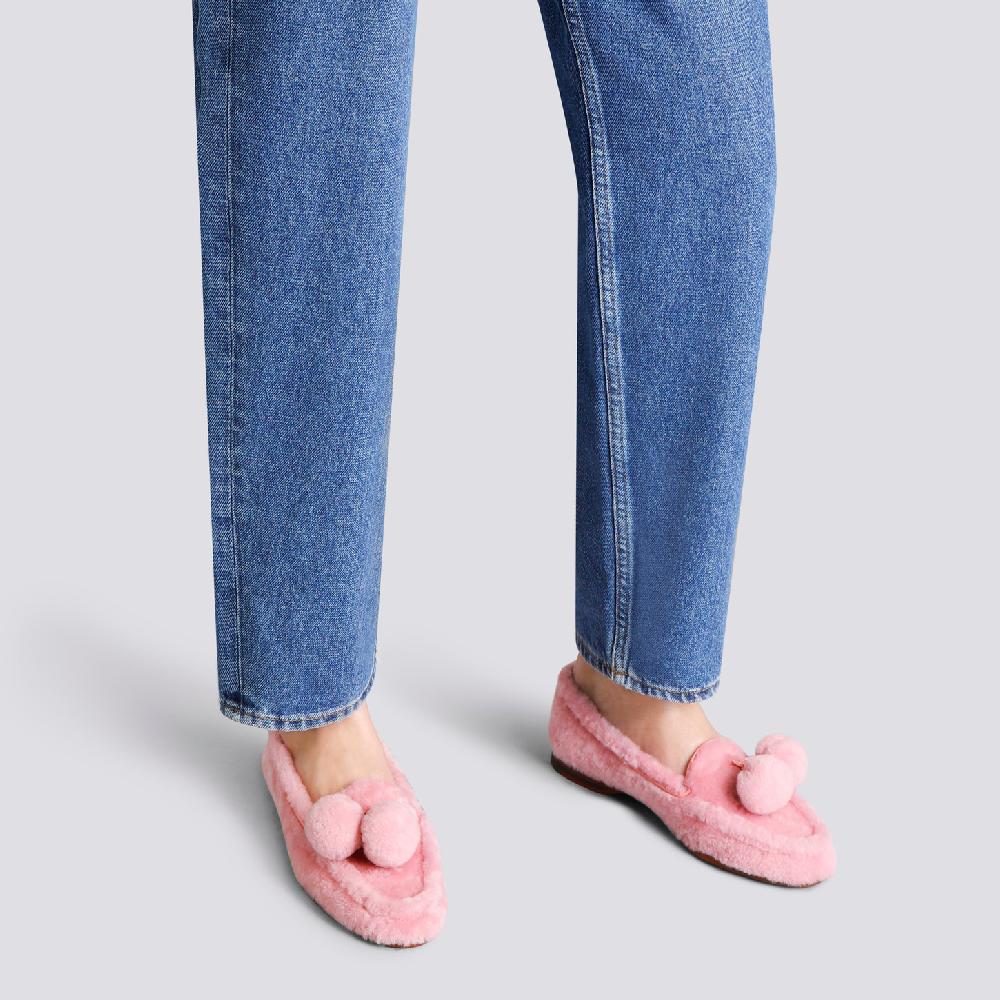 Santoni Mocassino Andrea da donna in pelliccia rosa Pezzi Unici