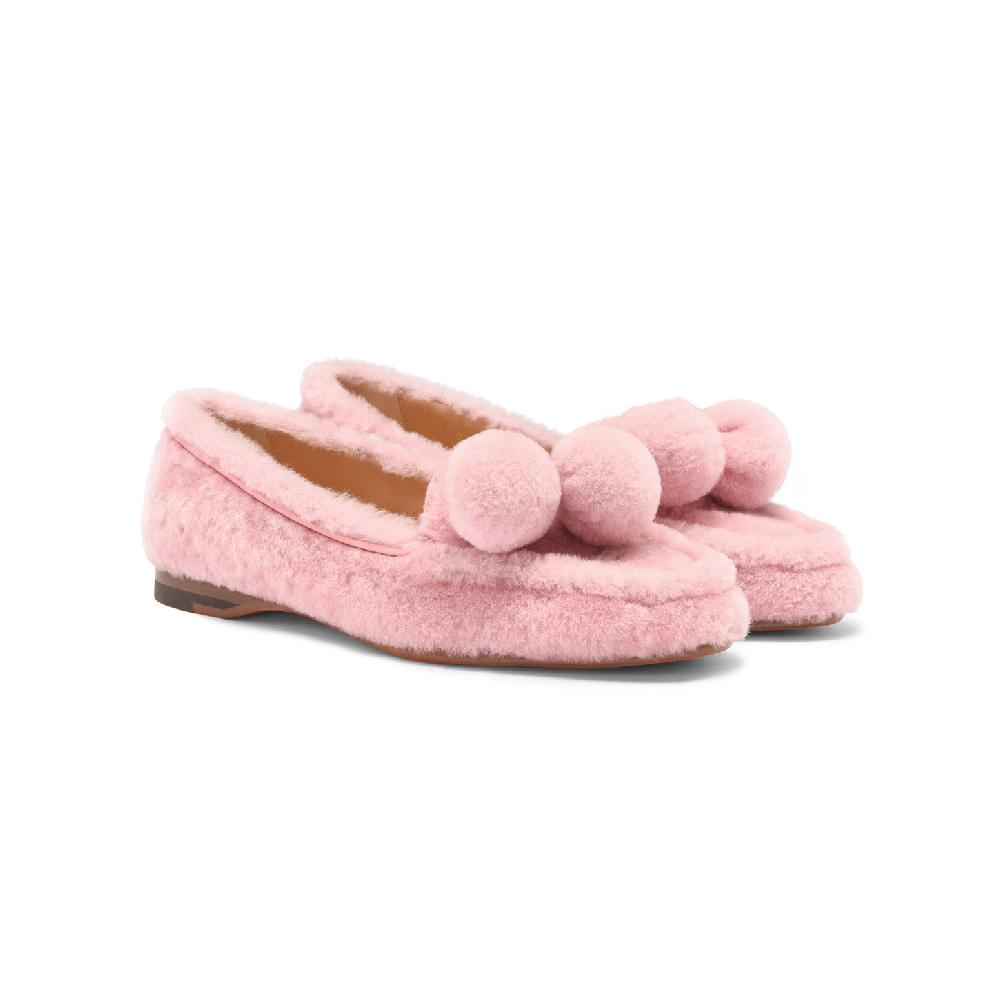 Santoni Mocassino Andrea da donna in pelliccia rosa Pezzi Unici