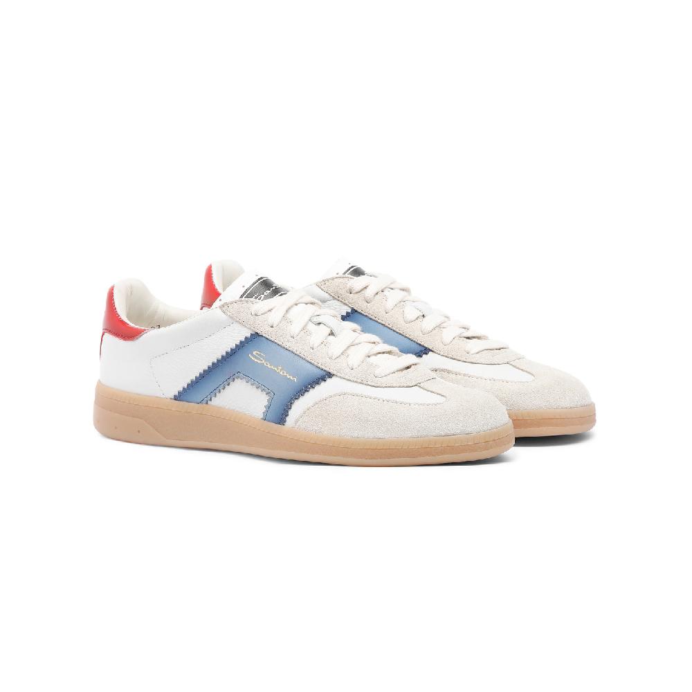 Santoni DBS Oly sneaker da donna in pelle e suede bianco blu e rosso Negozi Online