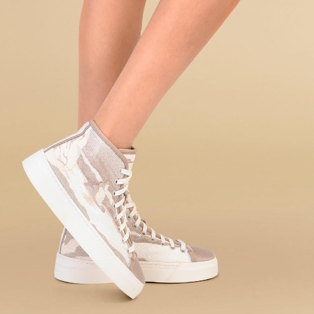Santoni Sneaker da donna in tessuto beige Acquista Ora