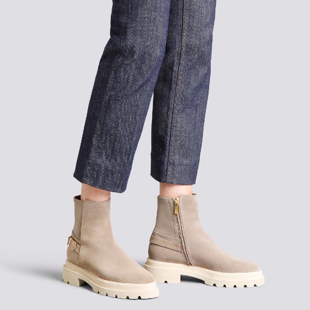 Santoni Stivaletto da donna in suede beige Promozione Limitata